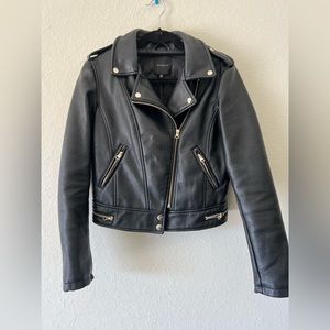 Cropped Vegan Leather Jacket